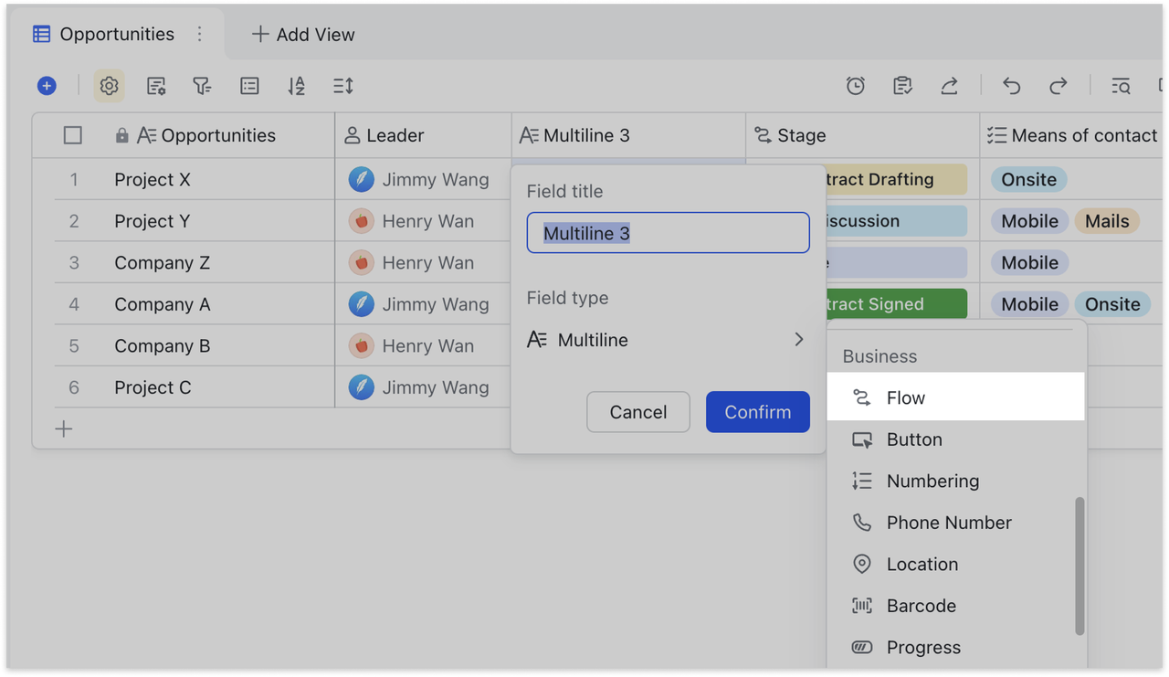 Thêm trường Flow